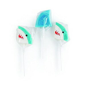 Shark Suckers, Heads and Fins Shapes - 12 Individually Wrapped Candy Lollipops - Baby, Jawsome Shark and Sea Birthday Party Supplies