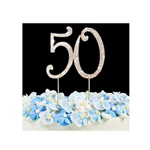 50 ケーキトッパー | プレミアム キラキラ ラインストーン ダイヤモンド ジェム | 50歳の誕生日や記念日のパーティーの装飾のアイデア | 高品質の金属合金 | 完璧な記念品 50 Cake Topper | Premium Bling Rhinestone Diamond Gems | 50th Bi