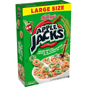 シリアル Kellogg's Apple Jacks、朝食用シリアル、オリジナル、8種類のビタミンとミネラルの優れた供給源、Lサイズ、14.7オンスの箱 Kellogg's Apple Jacks, Breakfast Cereal, Original, Good Source of 8 Vitamins and Minerals, Large Size, 14.7oz Box