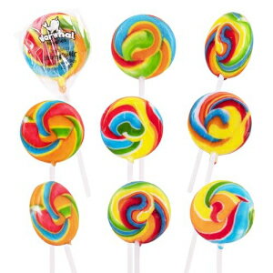 Narwhal Novelties - Large Rainbow Swirl Lollipop Candy - 2 Inch Giant Circus Lollipops Individually Wrapped - Bulk 24 Pack