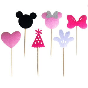 楽天GlomarketFinduat 24 Pack Cute Minnie Mouse Inspired Cupcake Toppers Kids Birthday Party Supplies Decorations And Cupcake Party