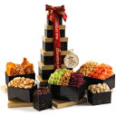 Nut Cravings Gourmet Collection - Easter Mixed Nuts Gift Basket Black Tower + Heart Ribbon (12 Assortments) Arrangement Platter, Birthday Care Package - Healthy Kosher USA Made