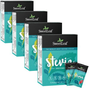 楽天GlomarketSweetLeaf Stevia Packets - Zero Calorie Natural Stevia Powder, No Bitter Aftertaste, Sugar Substitute for Keto Coffee, Nothing Artificial, Non-GMO Stevia Sweetener Packets, 70 Count （Pack of 4）
