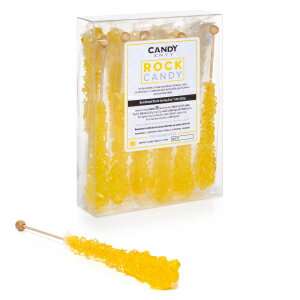 Candy Envy - Yellow Rock Candy Sugar Sticks - Lemon Flavored - 12 Indiv. Wrapped