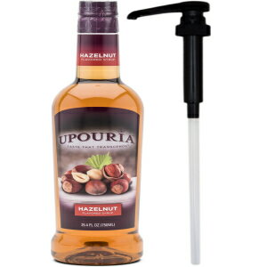 Upouria Hazelnut Flavored Syrup, 100% Vegan and Gluten-Free, 750 mL Bottle - Coffee Syrup Pump Included