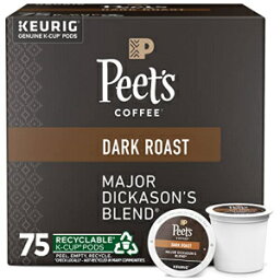 Peet's Coffee、キューリグ醸造所用ダークロースト K カップ ポッド - メジャー ディッカソン ブレンド 75 カウント (1 ボックス 75 K カップ ポッド) Peet's Coffee, Dark Roast K-Cup Pods for Keurig Brewers - Major Dickason's Blen