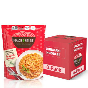 Miracle Noodle Spaghetti Marinara Shirataki Noodles - Ready To Eat Konjac Noodles Spaghetti, Keto Spaghetti Noodles, Paleo, Vegan, Gluten Free, Low Carb Pasta, Low Calorie, Soy Free - 10 Oz, 6-Pack