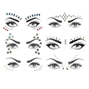 6 Sets Women Mermaid Face Gems Glitter,Temporary Tattoo Stickers Crystal Glitter Stickers Rhinestone Rave Festival Face Jewels, Eyes Face Temporary Stickers Decorations for Costume Parties