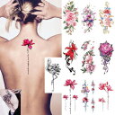 Ooopsi 10  傫ȉԂ̈ꎞIȃ^gD[ - ZNV[ȃ{fB^gD[XebJ[  ̎q rArAAwp Ooopsi 10 Sheets Large Flower Temporary Tattoos - Sexy Body Tattoo Sticker for Women Girl for Arms Legs Shoulder or Ba