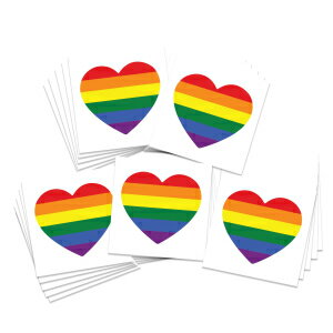 Pride Heart Temporary Tattoo 25 Pack Skin Safe MADE IN THE USA Removable
