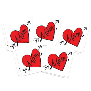 Contemporary Mom Heart Temporary Tattoo 10 Pack Skin Safe MADE IN THE USA Removable