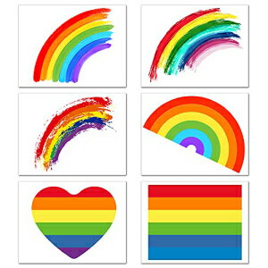 Renashed プライド 一時的なレインボー タトゥー ステッカー 30 枚 防水 取り外し可能 ゲイプライド パレードのお祝い用 (6 種類のパターン) Renashed 30Pcs Pride Temporary Rainbow Tattoos Stickers Waterproof Removable for Gay Pride Parad