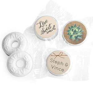 楽天Glomarketパーソナライズされたミント 多肉植物の結婚式の記念品 ライフセーバー ミント （約 335 ～ 365 個のミント） - ゲスト向けのブライダル シャワーの記念品 Personalized Mints Succulent Wedding Favors LifeSavers Mints （Approx 335-365 mints） -