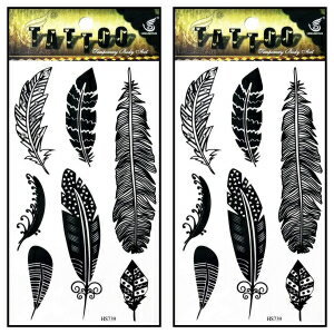 Tattoos 2 Sheets Black feather Fancy Temporary Tattoos Stickers Fake Body Arm Chest Shoulder Tattoos for Teens Men Women