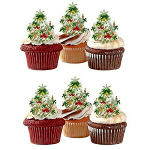 楽天Glomarketプレカットクリスマスツリー食用スタンドアップウエハース紙カップケーキトッパー 48個 48 X Pre-cut Christmas Tree Edible Stand Up Wafer Paper Cupcake Toppers