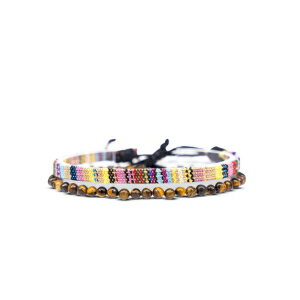 2x Boho Surfer Bracelet Set Women Men - Handmade Summer Beach Bracelets - Adjustable 100 Waterproof - Festival Accessories - Beaded Braided (Tiger-Eyes Yellow)