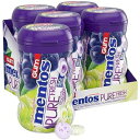 メントス ピュアフレッシュシュガーフリーチューインガム キシリトール配合 グレープメドレー 50個ボトル（4個バルクパック） Mentos Pure Fresh Sugar-Free Chewing Gum With Xylitol, Grape Medley, 50 Piece Bottle (Bulk Pack of 4)