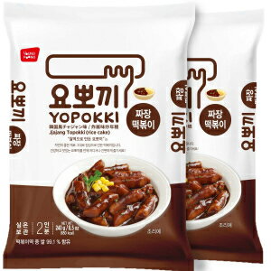 Yopokki Instant Tteokbokki Pack (Jjajang, Pack of 2) Korean Street food with Jjajang flavored sauce Topokki Rice Cake - Quick & Easy to Prepare