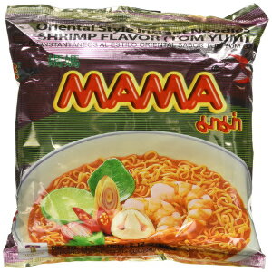 MAMA Noodles Shrimp Tom Yum Instant Noodles with Delicious Thai Flavors, Hot Spicy Noodles w/Shrimp Tom Yum Soup Base, No Trans Fat w/Fewer Calories Than Deep Fried Noodles 30 Pack