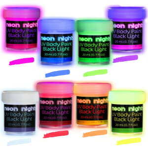 楽天GlomarketNeon Nights UV Body t Set | Blacklight Glow Makeup Kit | Fluorescent Face ts for Music Festivals, Photo Shoots, Nights Out - Easy to Use and Remove, Premium Quality, Vibrant Colors | 8 Colors