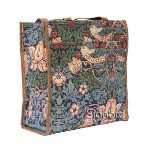 Signare Tapestry Shoulder Bag Shopping Bag for Women with William Morris Strawberry Thief Blue (SHOP-STBL)