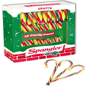 スパングラー (1) ボックスキャンディーケーン - チェリー風味のマルチカラーストライプ - 1 箱あたり個別に包装された 12 個 - ホリデー & クリスマスキャンディー - 正味重量。5.3オンス Spangler (1) Box Candy Canes - Cherry Flavored Mul