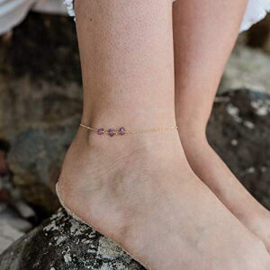 14K S[htBh̃r[ r[Y `F[ NX^ ANbg - 8 C`A2 C`̒߉\ȃGNXe_[t Ruby beaded chain crystal anklet in 14k gold fill - 8