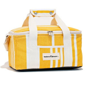 楽天GlomarketBusiness & Pleasure Co. Cooler Bag - Cute Lunch Bag in Vintage Colors & Prints, Fits Lunch or 12 Drinks, Insulated & Leakproof Lining, Hands-Free Shoulder Strap （Lunch Bag / 12 Cans, Yellow Stripe）