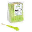 Candy Envy - Light Green Rock Candy Sugar Sticks - Watermelon Flavored - 24 Indiv. Wrapped