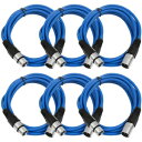 Seismic Audio - SAXLX-10-6 Pack of 10' Blue XLR Male to XLR Female Patch Cables - Balanced - 10 Foot Patch Cords