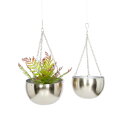 Deco 79 Metal Indoor Outdoor Wall Planter Indoor Outdoor Hanging Dome Hanging Planter with Chain, Set of 2 Plant Hanger 5