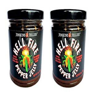 Jenkins Jellies ヘルファイア オーガニック スパイシー ペッパーゼリー、フレッシュホットペッパー 7 個 (11 オンス、2 パック) Jenkins Jellies Hell Fire Organic Spicy Peppery Jelly, 7 Fresh Hot Peppers (11 Ounce, 2 Pack)