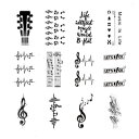 SanerLian Guitar Music Temporary Tattoo Sticker Watercolor Waterproof Adult Men Women Arm Shoulder Back Neck Body Art 10.5X6cm Set of 12 (color3)