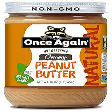 1 Pack, Once Again Natural, Creamy Peanut Butter, 16oz - Salt Free, Unsweetened - Gluten Free Certified, Vegan, Kosher, Non-GMO Verified - Glass Jar (1 Pack)