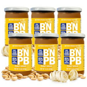 Low Fat Banana Peanut Butter Spread by Better’n Peanut Butter, Creamy Low-Calorie Peanut Spread with No Saturated Fat, Gluten Free, Dairy Free, Non GMO, Kosher, Pack of 6, 16 oz. Glass Jars