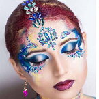 Ludress Crystal Face Stickers Halloween Face Gems Mermaid Tear Stickers Festival Body Tattoo Rave Face Jewels Rhinestone Temporary Tattoos Face Decoration Temporary Make Up for Women and Girls(Blue)