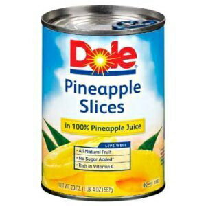 Dole Pineapple Slices In 100% Pineapple Juice, 20 Ounce Can