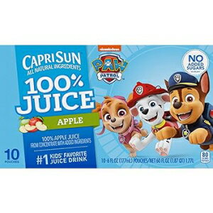6 Fl Oz (Pack of 10), Apple, Capri Sun 100 Juice Paw Patrol Kids Naturally Flavored 100 Apple Juice, 6 Fl Oz Pouches (Pack of 10)