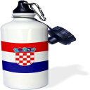 3dRose Flag of Croatia-Croat red white blue stripes-Croatian coat of arms shield-Europe country world Sports Water Bottle, 21 oz, White