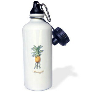 3dRose Tropical Pineapple in Deep Yellow Botanical Print Sports Water Bottle, 21 oz, Multicolored