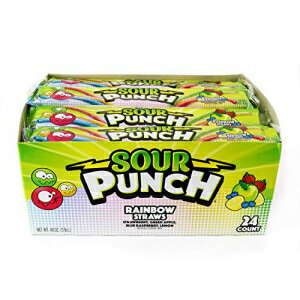 サワーパンチ レインボーサワーストロー、2オンス (24本パック) Sour Punch Rainbow Sour Straws, 2 Ounce (Pack of 24)
