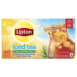 Lipton Family-Sized Black Iced Tea Bags, Decaffeinated, Unsweetened 48 Count, Pack of 6