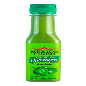Mexico Lindo Green Habanero Hot Sauce | Real Green Habanero Chili Pepper | 75,900 Scoville Level | Enjoy with Mexican Food, Seafood & Pasta | 5 Fl Oz Bottles (Pack of 1)