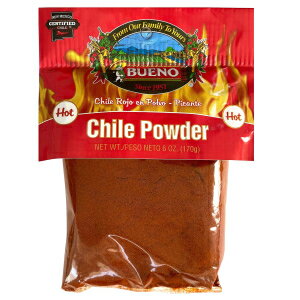 BUENO Hot Red Chile Powder - Made from Hatch Chile, New Mexico Dried Red Chile Peppers - 6 Ounce Bag