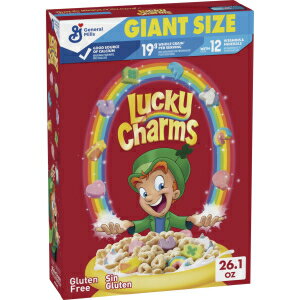 Lucky Charms Gluten Free Cereal with Marshmallows, Kids Breakfast Cereal, Made with Whole Grain, Giant Size, 26.1 oz