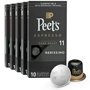 Peet's Coffee, Dark Roast Espresso Pods, Nerissimo Intensity 11, 50 Count (5 Boxes of 10 Espresso Capsules)