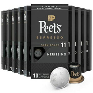 Peet 039 s Coffee, Dark Roast Espresso Pods, Nerissimo Intensity 11, 100 Count (10 Boxes of 10 Espresso Capsules)