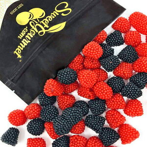 SweetGourmet Black and Red Raspberry Gummy | Agar-Agar Berry Candy Bulk | 2 Pounds