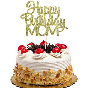 Happy Birthday MOM ケーキトッパー 母の誕生日に 最高のママ ケーキパーティーデコレーション ゴールドグリッター Happy Birthday MOM Cake Topper for Mother's Birthday, Best Mom Ever Cake Party Decorations Gold Glitter