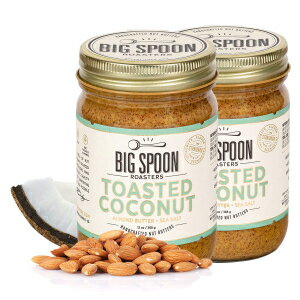 Big Spoon Roasters Toasted Coconut Almond Butter w/Sea Salt - Keto Friendly, Low Sugar Almond Butter - Crunchy Almond Butter w/Bee-Friendly Almonds - Gourmet, Vegan Almond Nut Butter - 26 Ounces